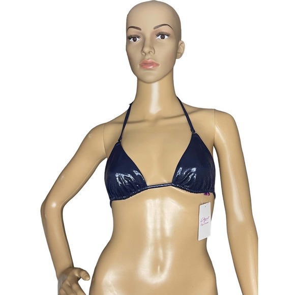 NEW L'Agent by Agent Provocateur Sevilla Triangle Bikini Top Navy Metallic Small - Picture 2 of 10